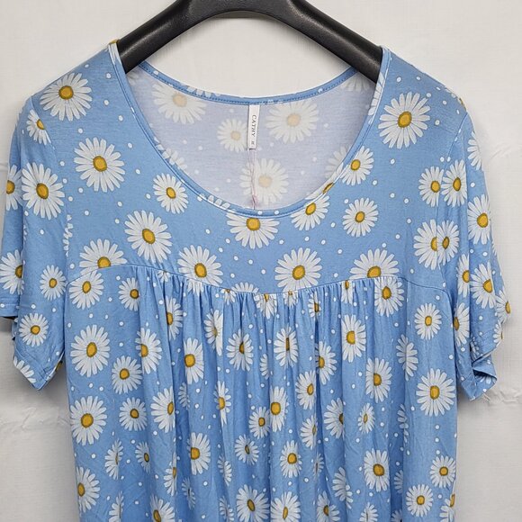 Cathy Womens Top 2XL Pullover Floral Sunflower Print Stretch Short Sleeve NWT - Picture 8 of 12